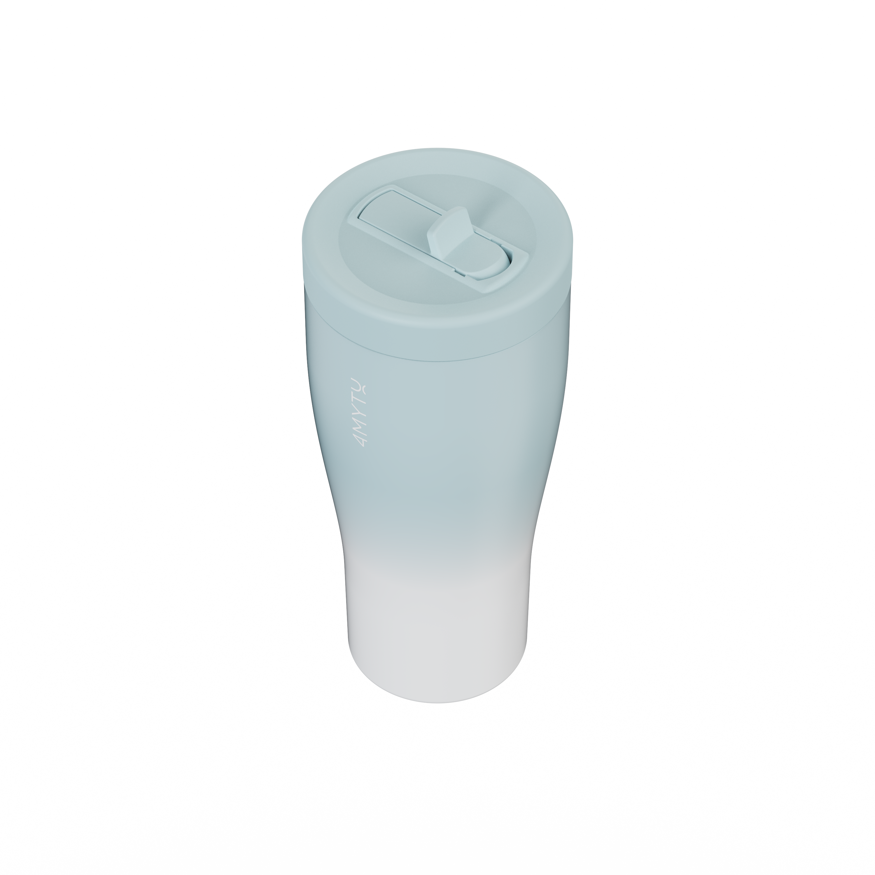 Light blue gradient insulated water bottle with straw lid for stylish hydration.