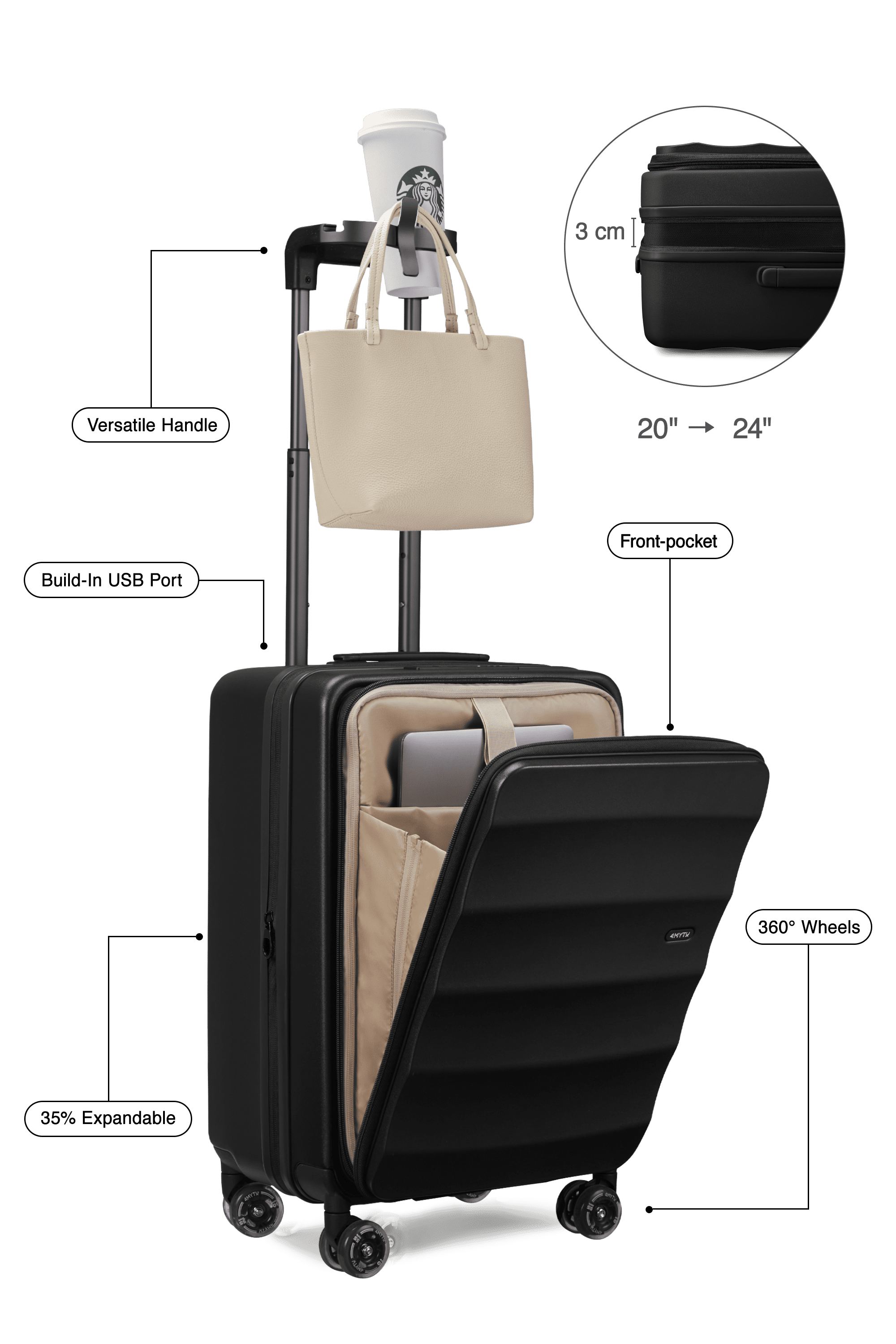 Tank Carry-On in Jet Black