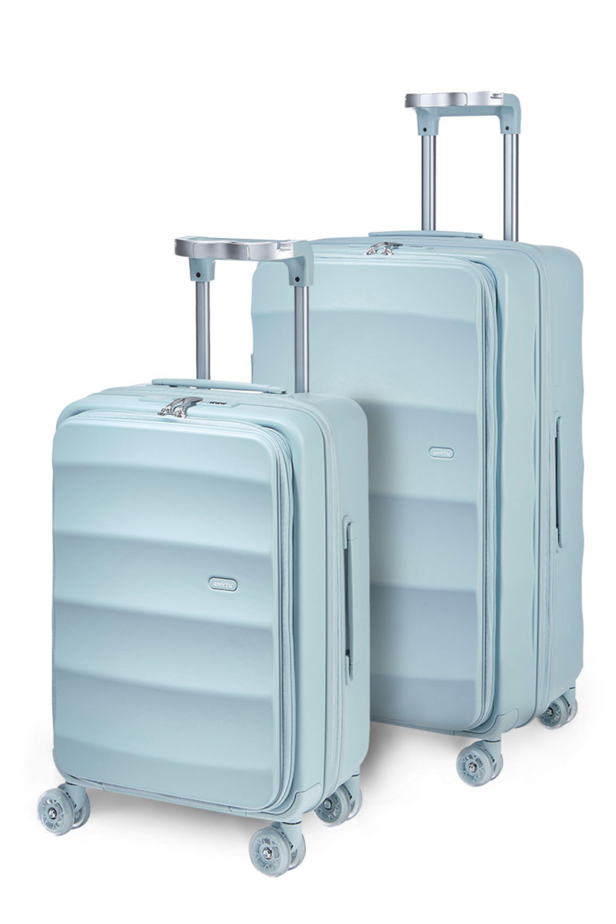 4MYTU Tank Suitcases in Delicate Blue, hardshell luggage set with wheels