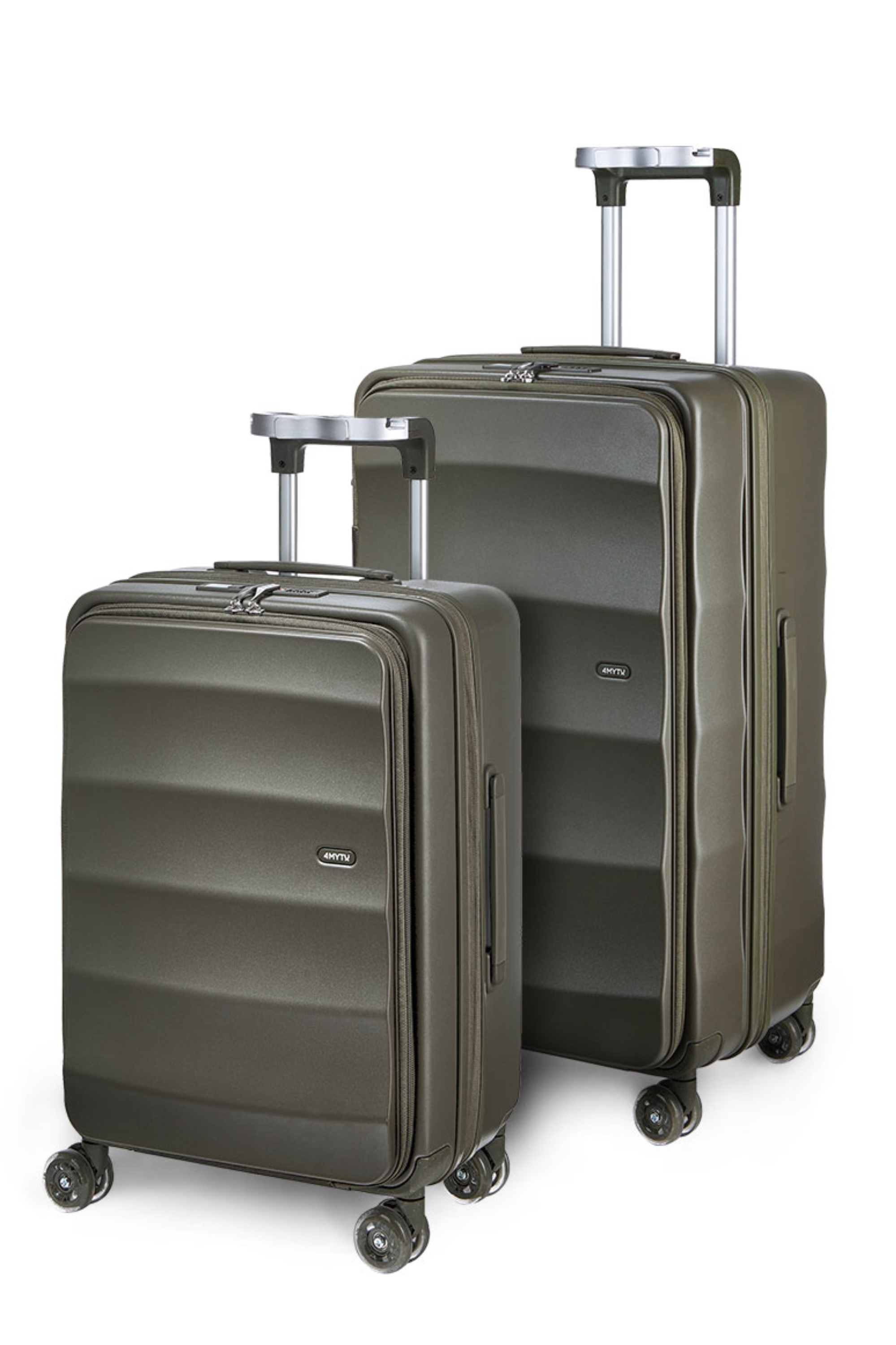 4MYTU Tank Suitcases in Aspen Green, durable hardshell luggage set.