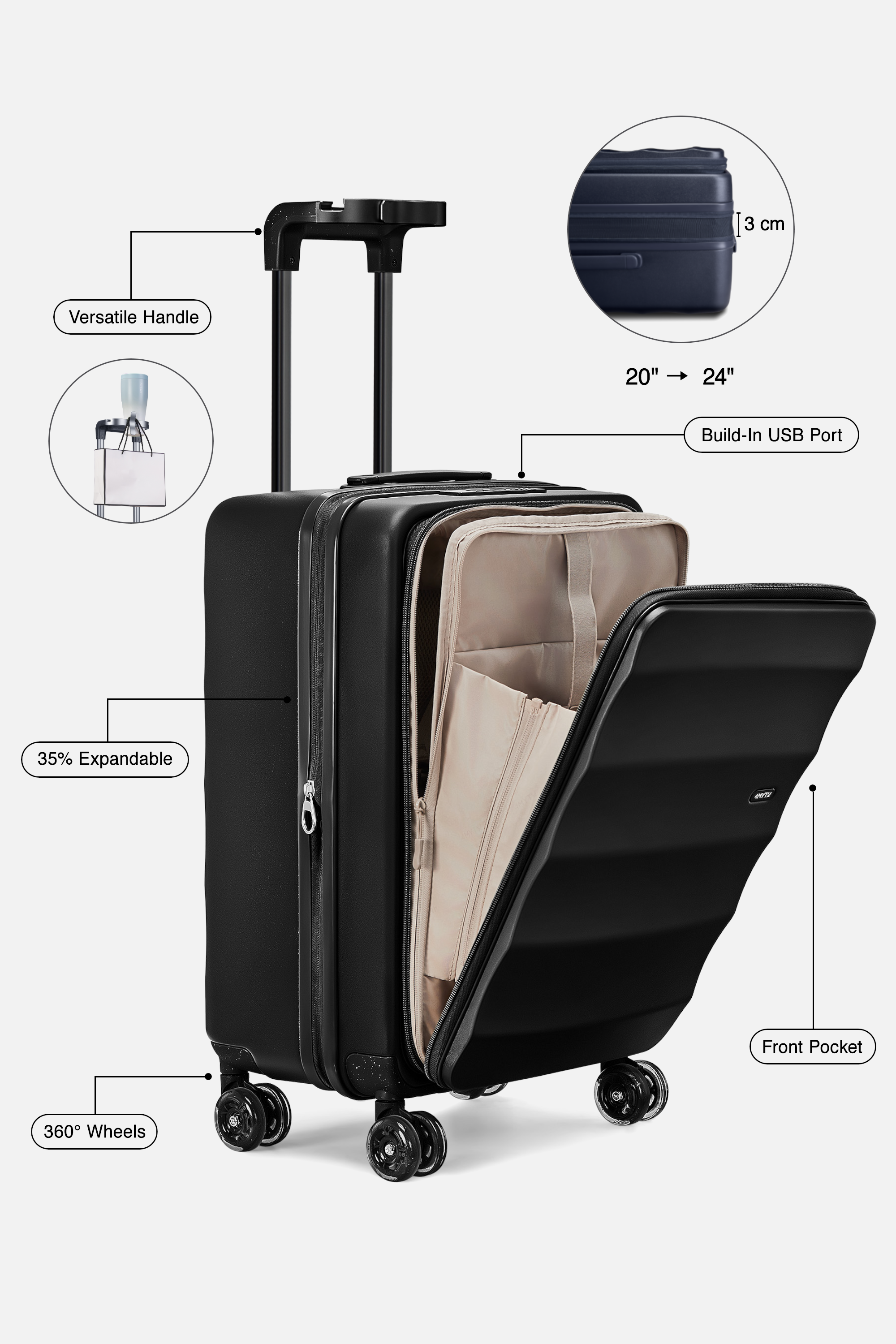 Tank Carry-On in Jet Black