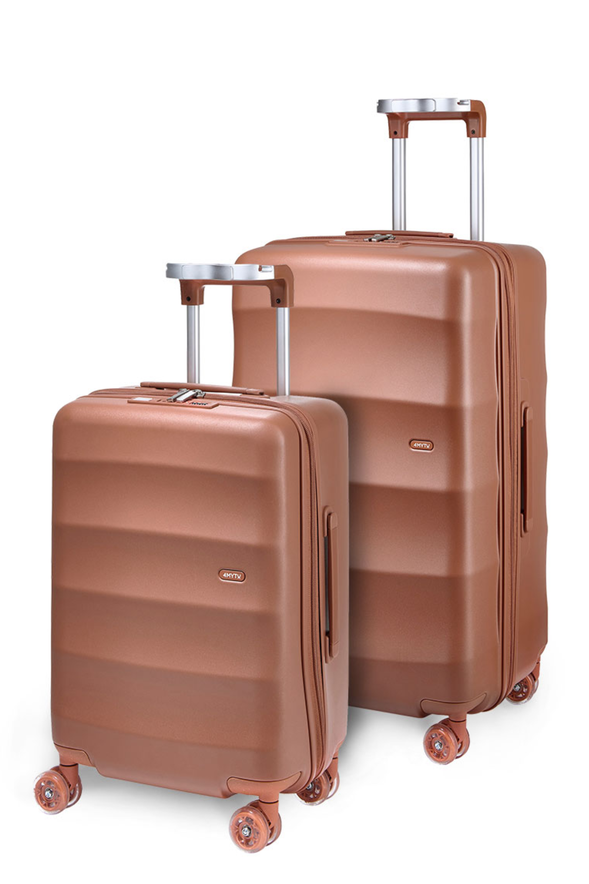 4MYTU brown luggage set with four wheels and retractable handles