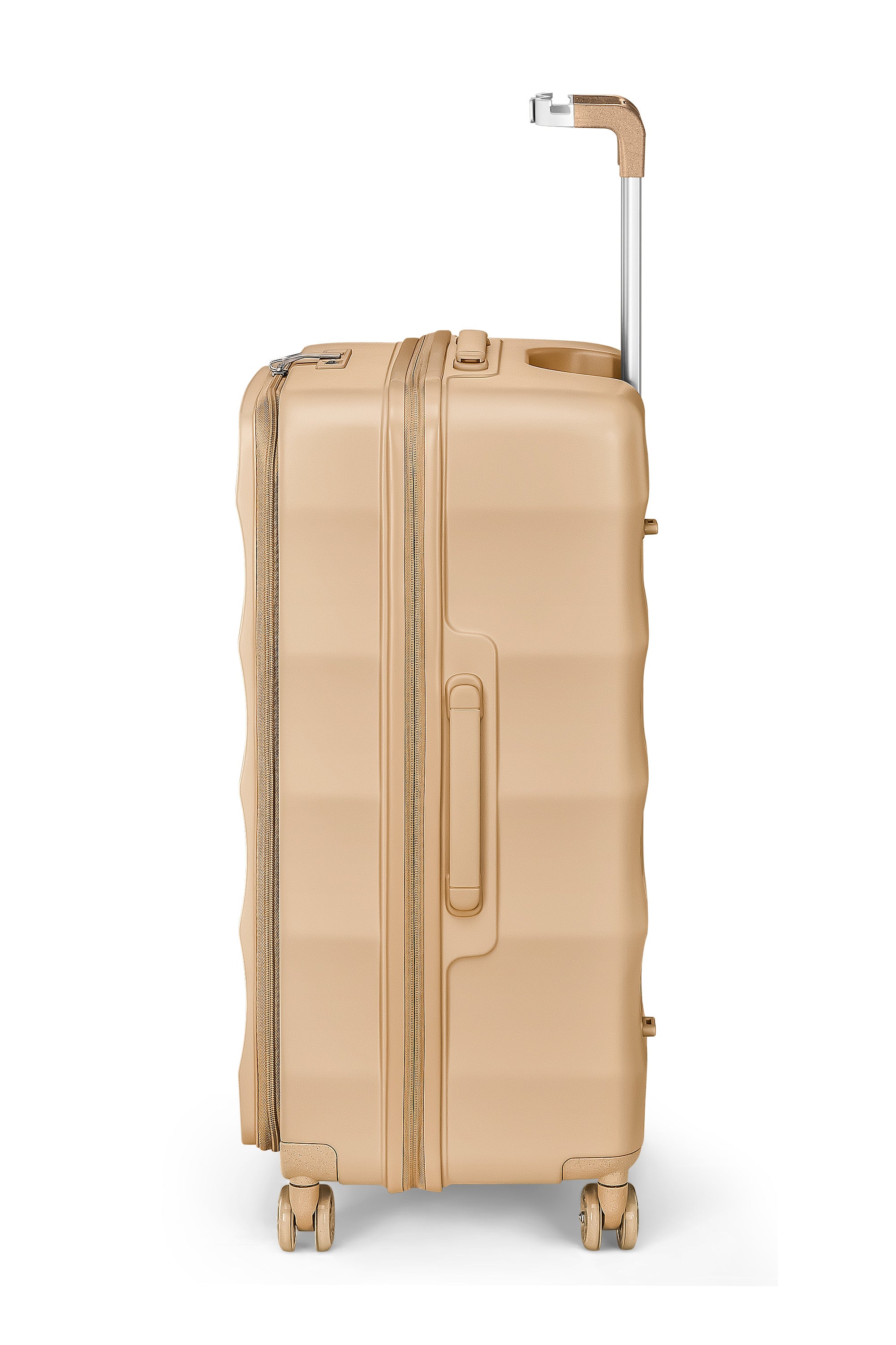 4MYTU Tank Trunk luggage in Sandstorm with smooth wheels and expandable side design