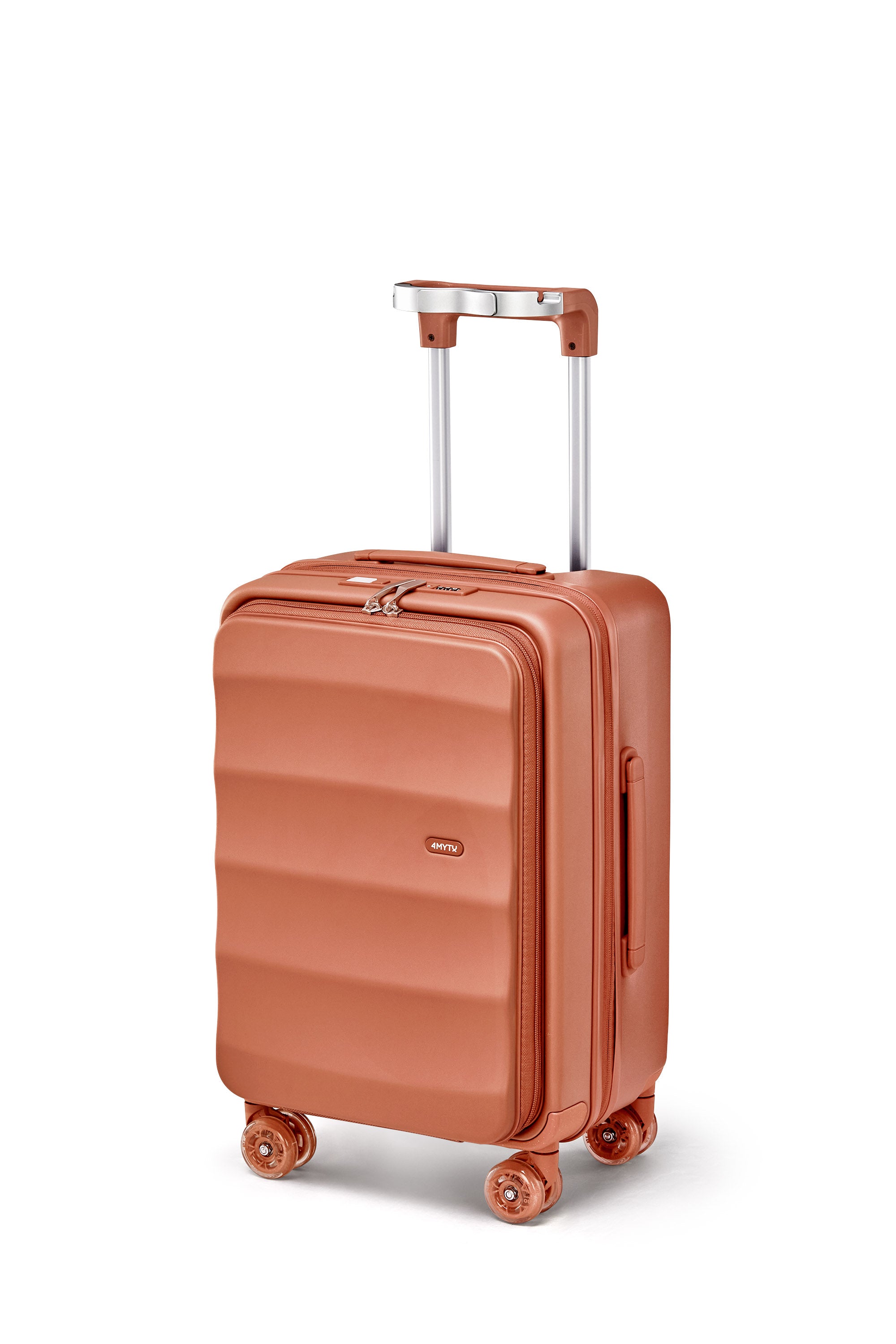 4MYTU Bigger Tank Carry-On in copper with expandable design and TSA-approved locks.