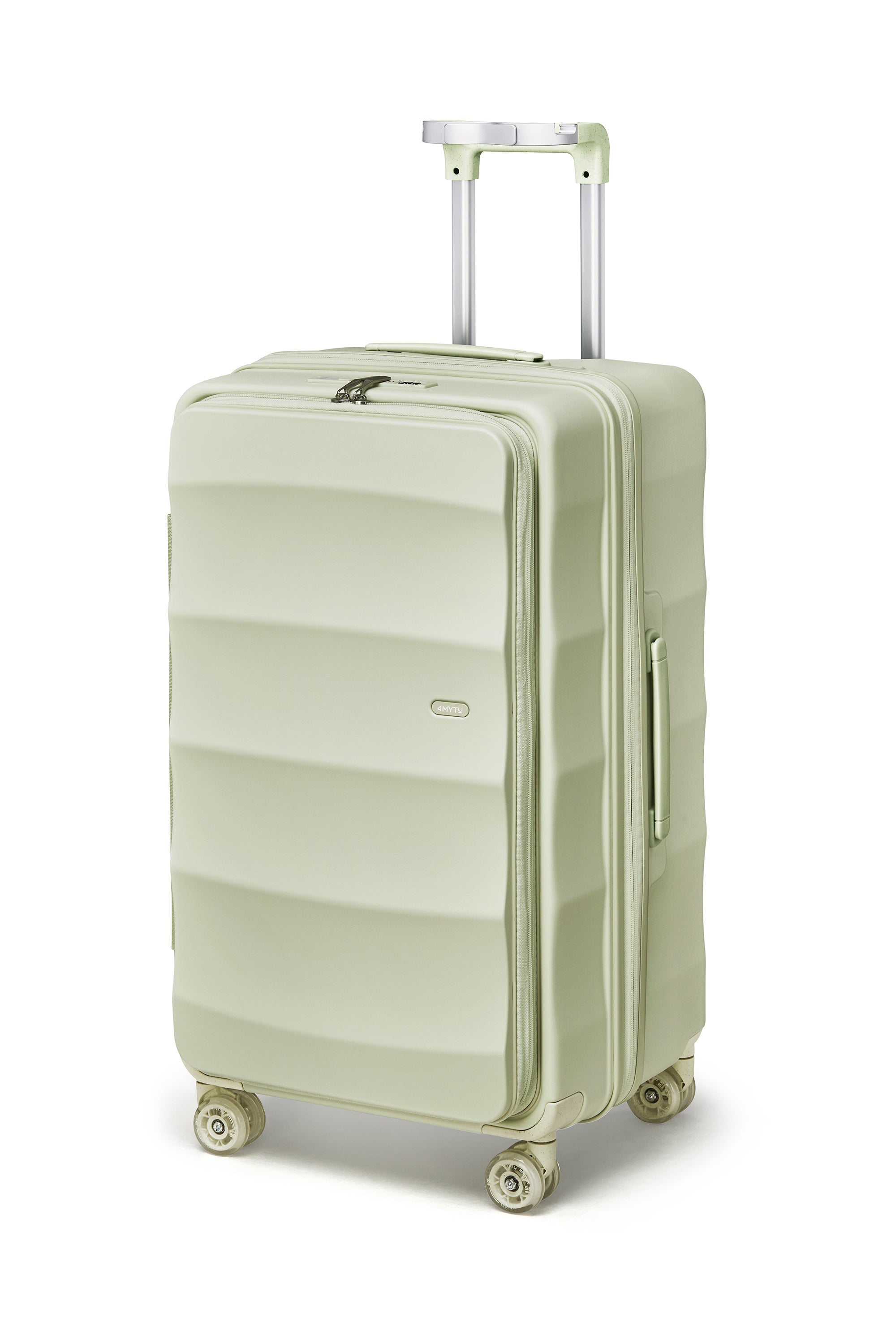 Mint Green Tank Trunk carry-on luggage with expandable design and smooth wheels.