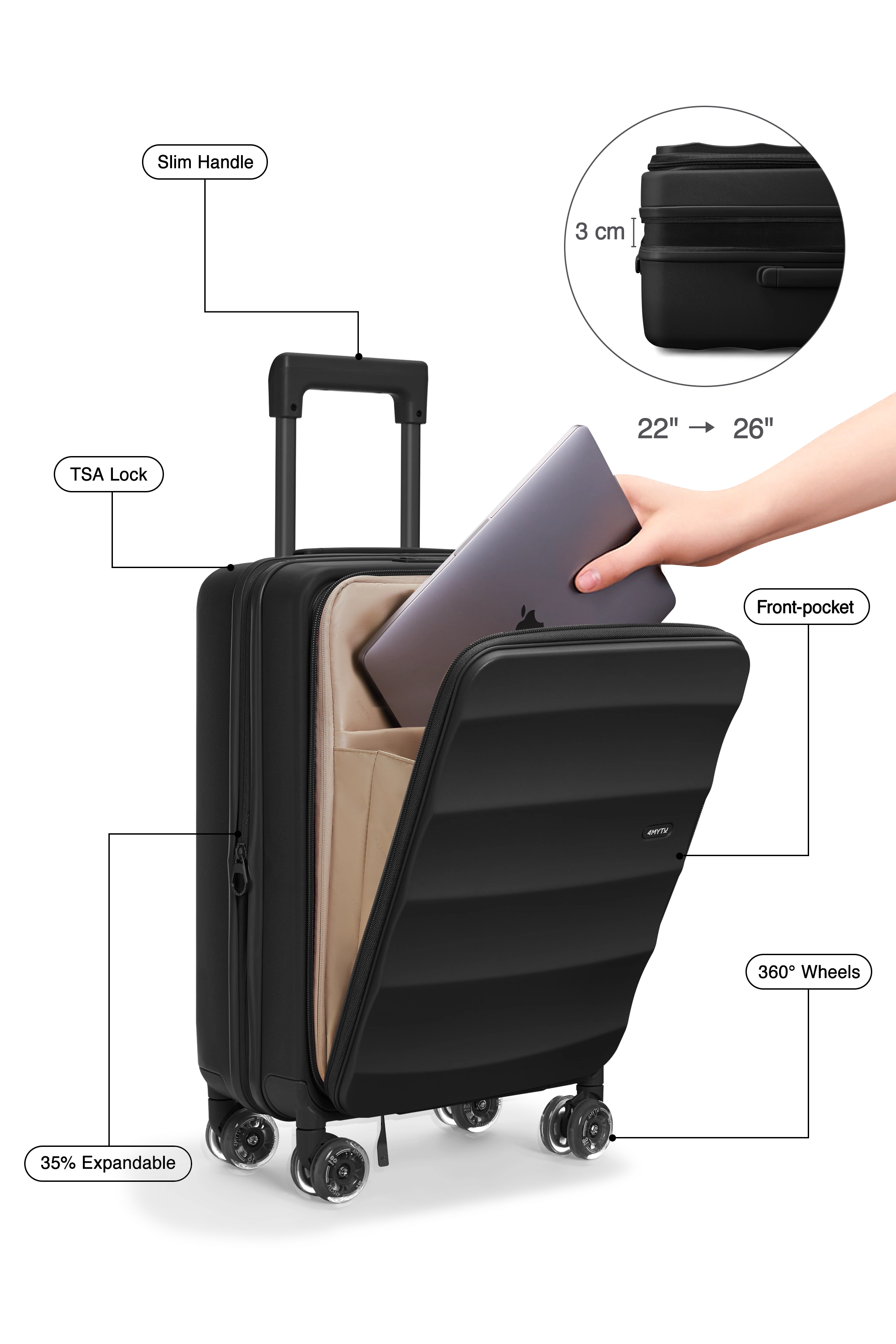Tank Lite Bigger Carry-on in Jet Black