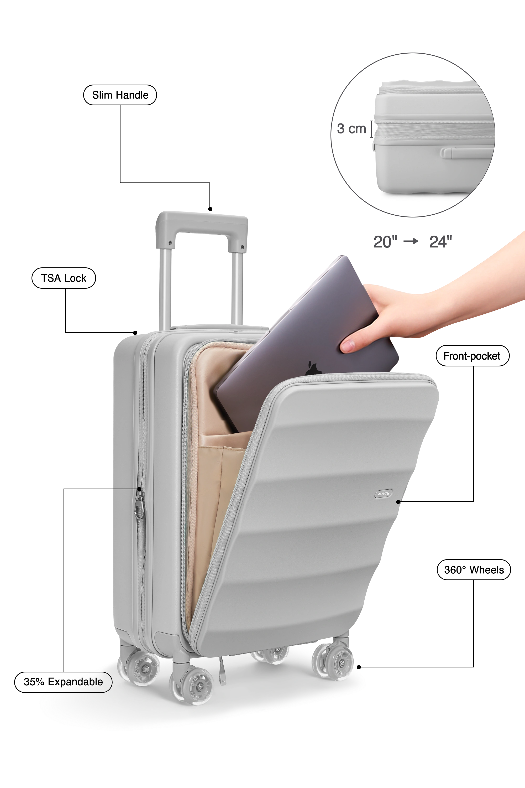 Tank Lite Carry-on in Light Grey