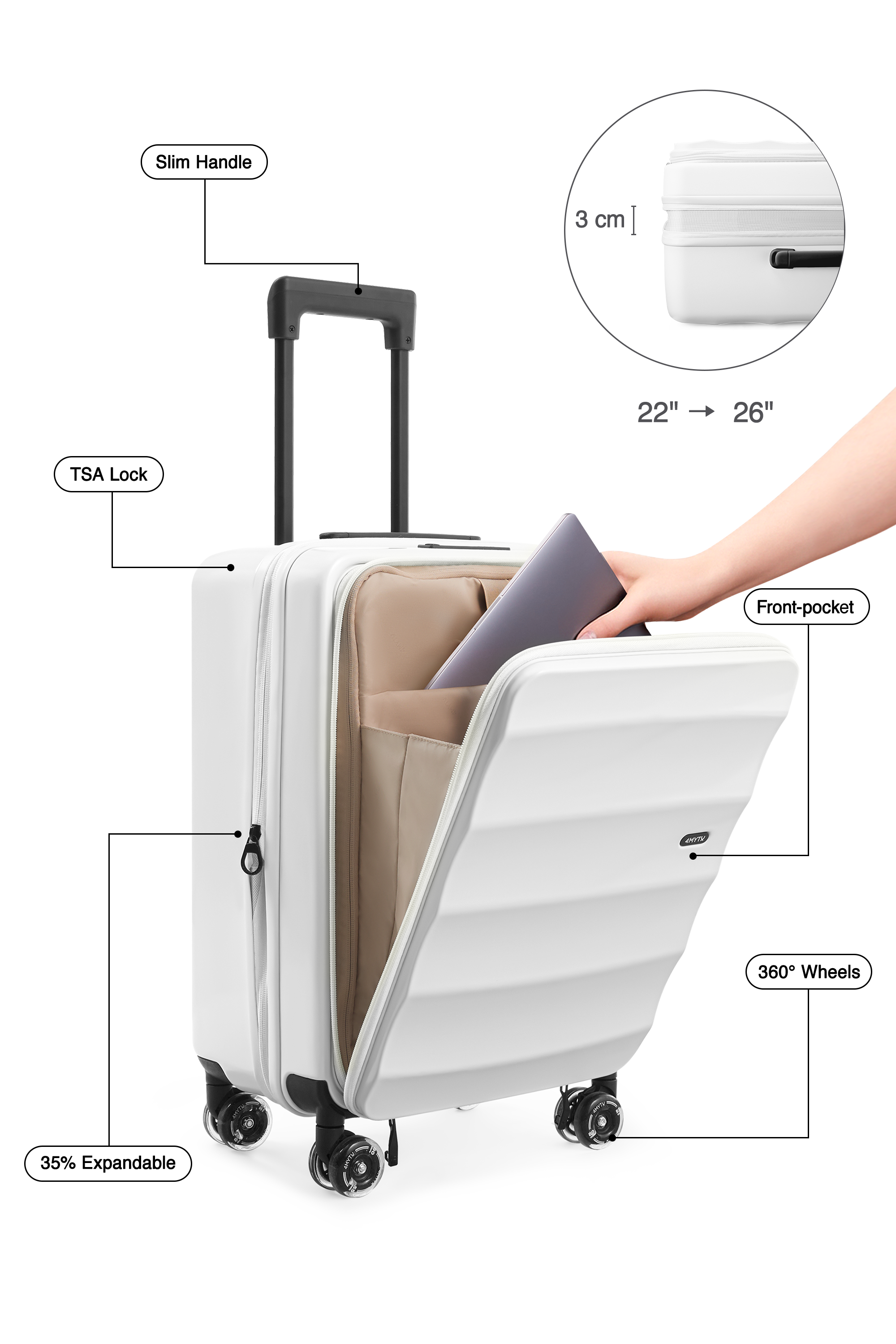 Tank Lite Bigger Carry-on in Glossy White
