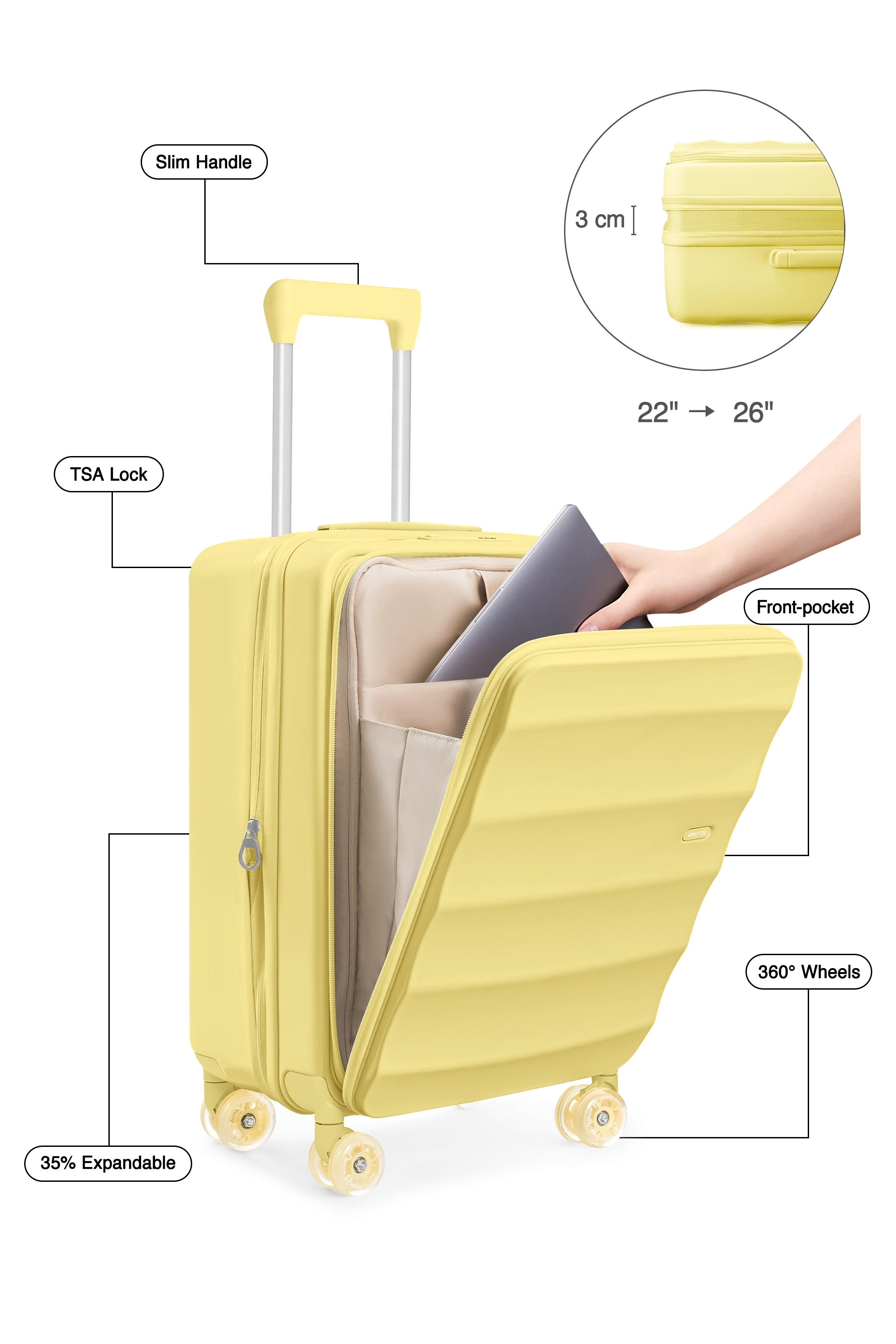 Tank Lite Bigger Carry-on in Glossy Limone