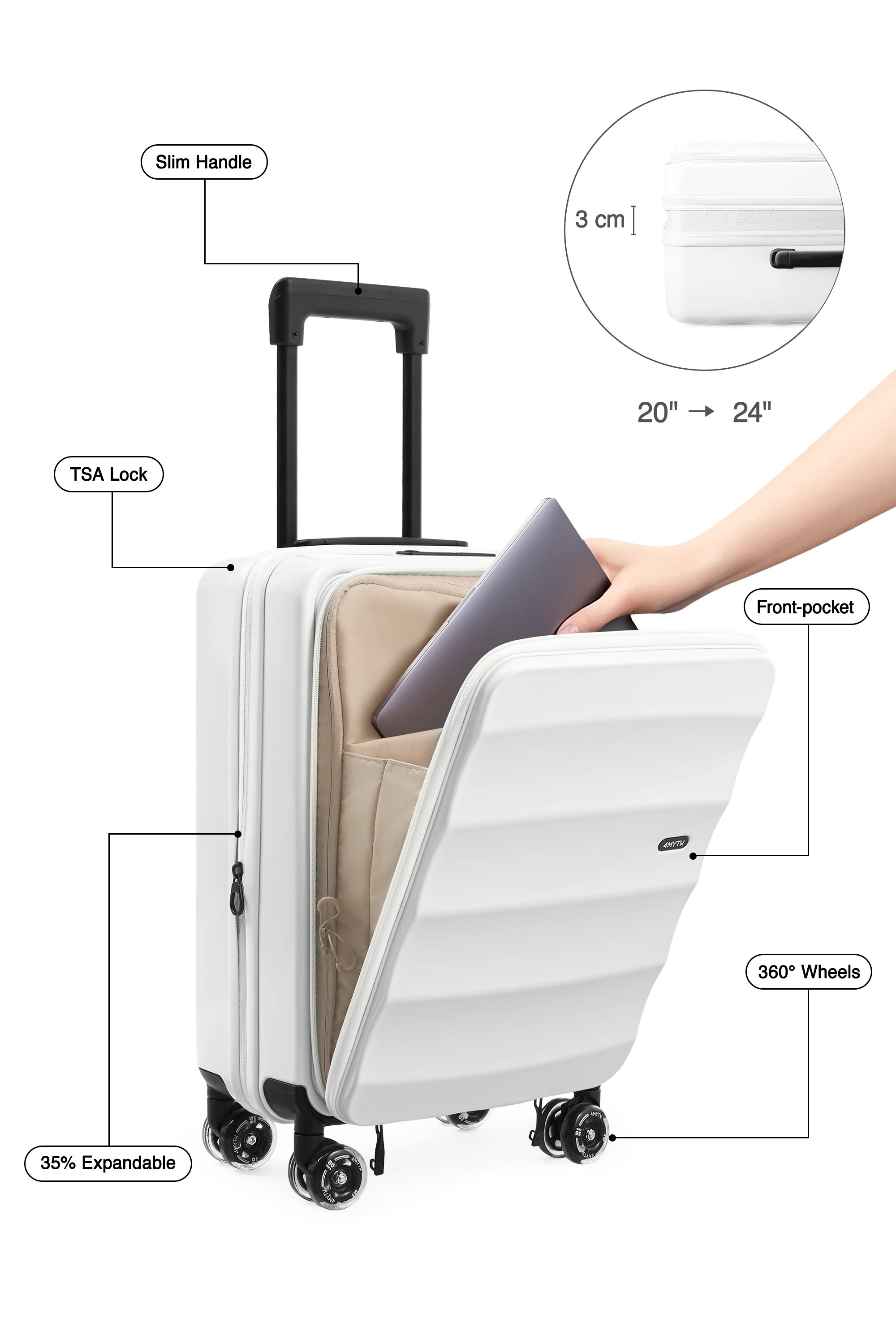 Tank Lite Carry-on in Glossy White