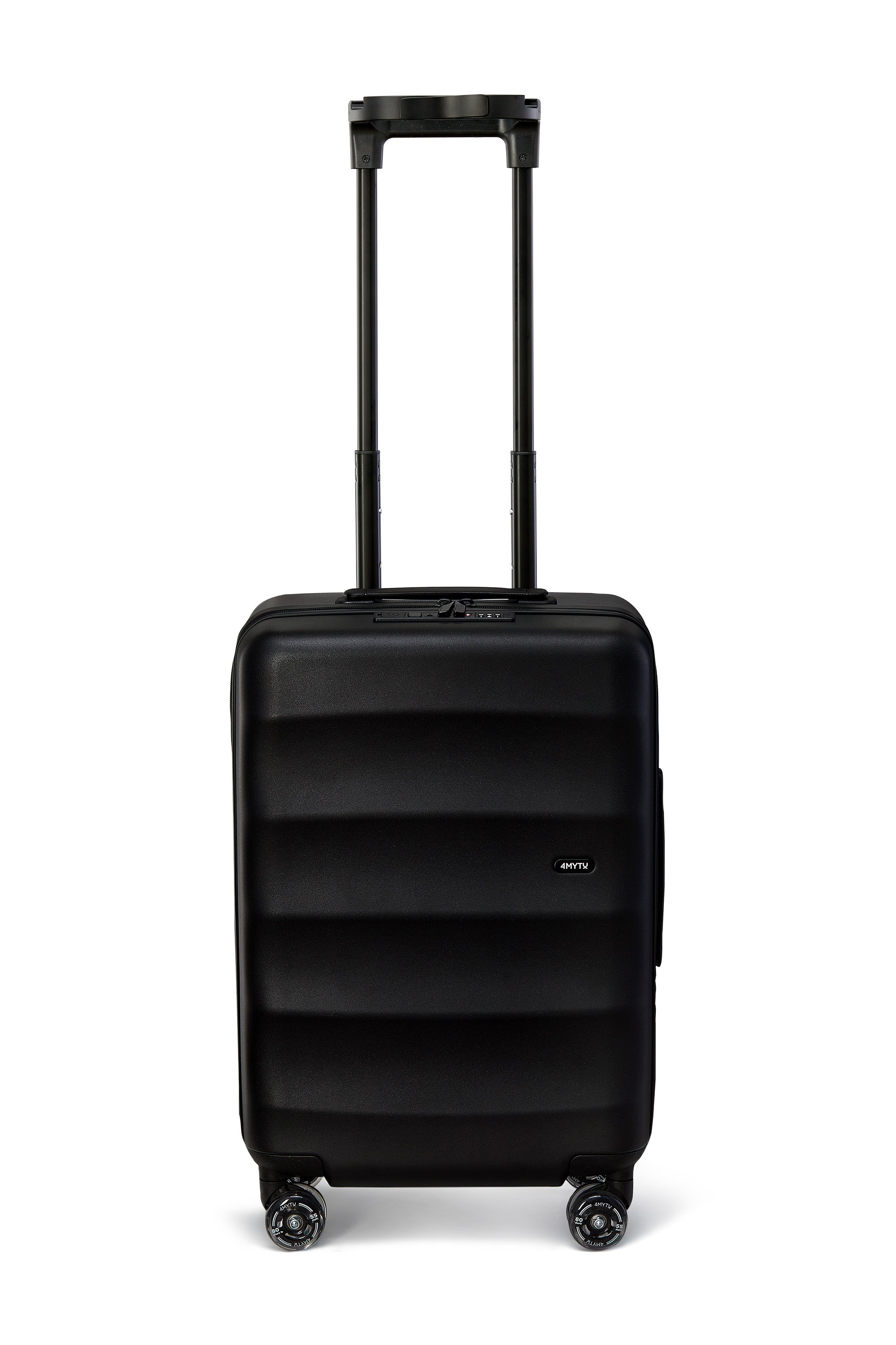 4MYTU Bigger Carry-on in Jet Black with 360° wheels and multi-functional handle