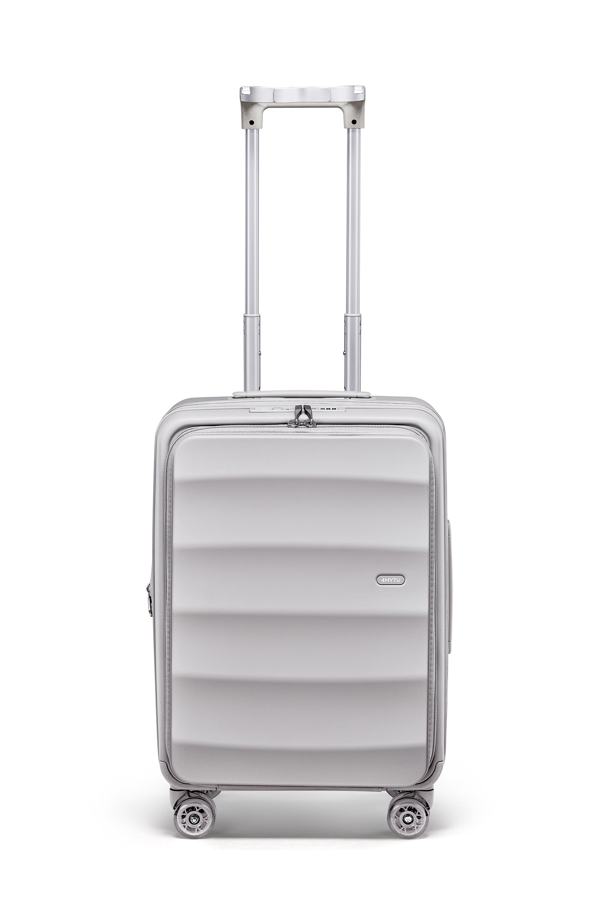 4MYTU Bigger Tank Carry-On luggage in silver with spinner wheels