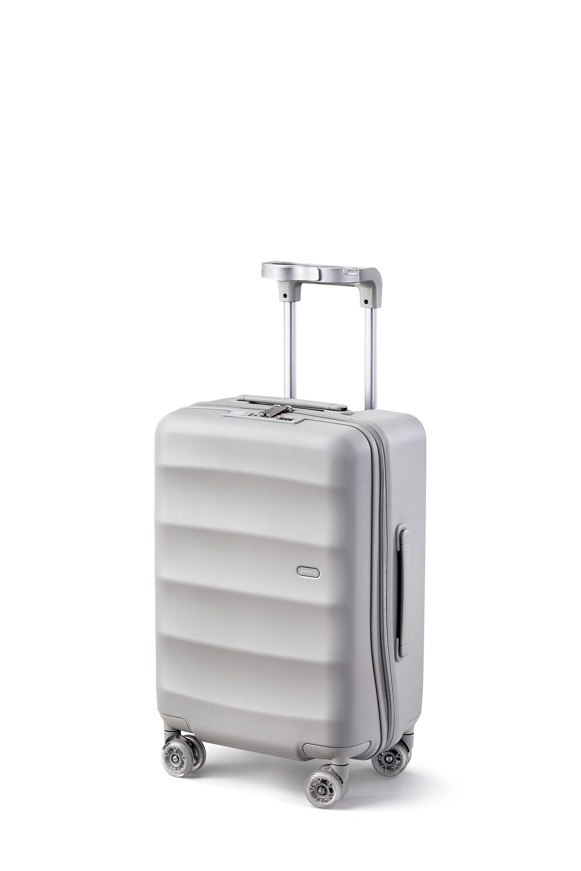 4MYTU Bigger Tank Carry-On suitcase in sleek silver, designed for efficient travel.