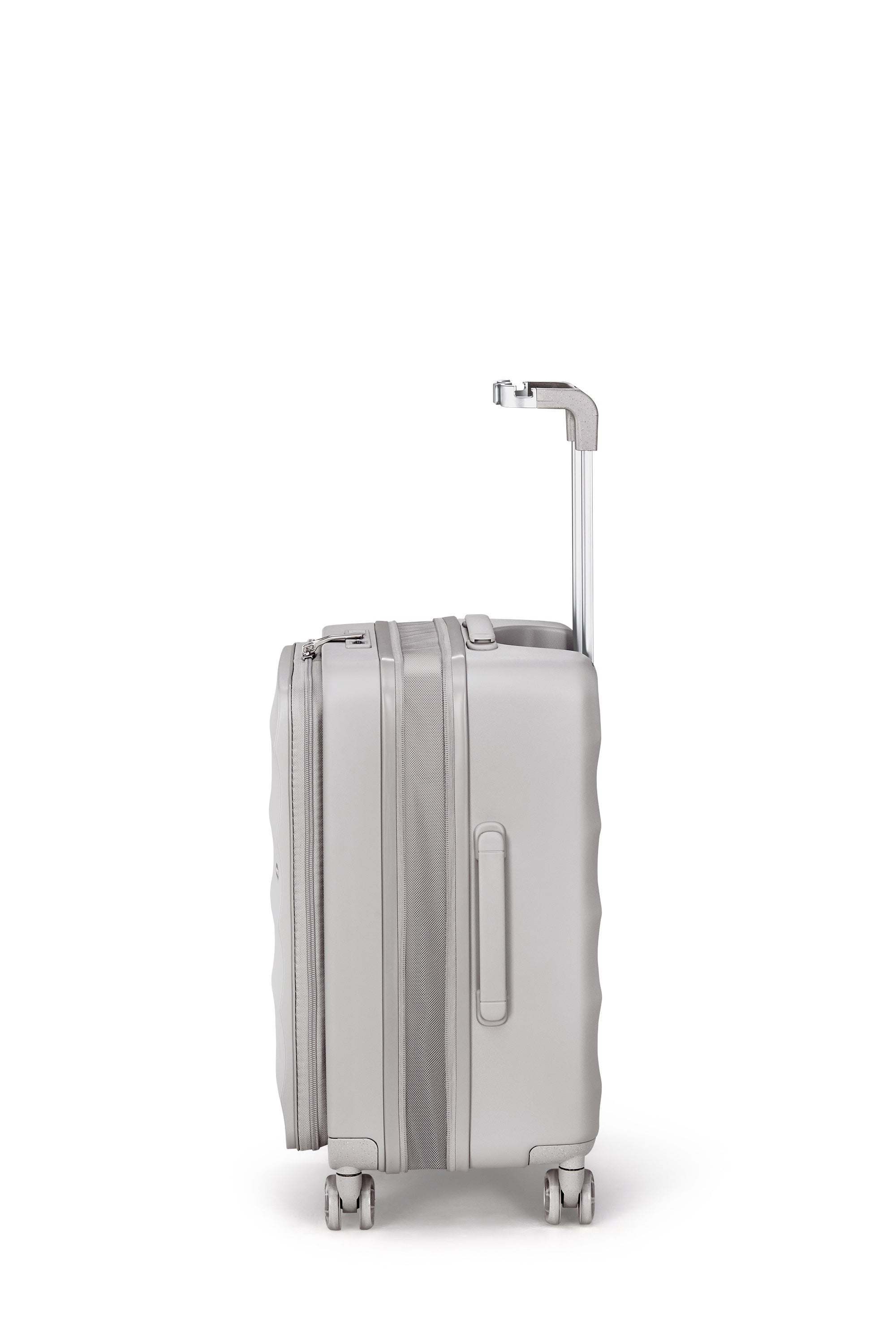 Harbor Mist 4MYTU Tank Carry-On suitcase side view with smooth hardshell and wheels.