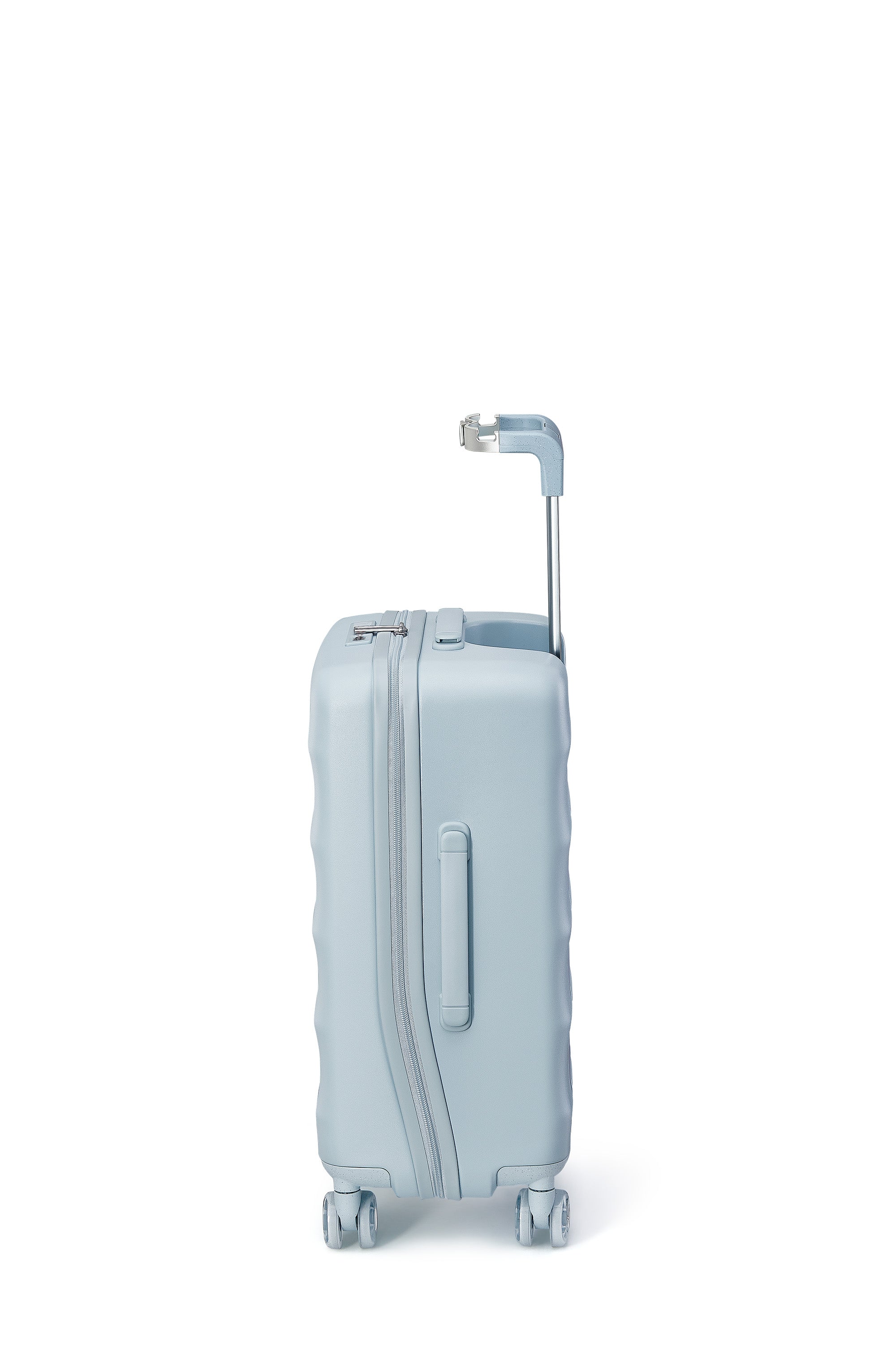Bigger Tank Carry-On luggage in Delicate Blue with practical handle and 360° wheels