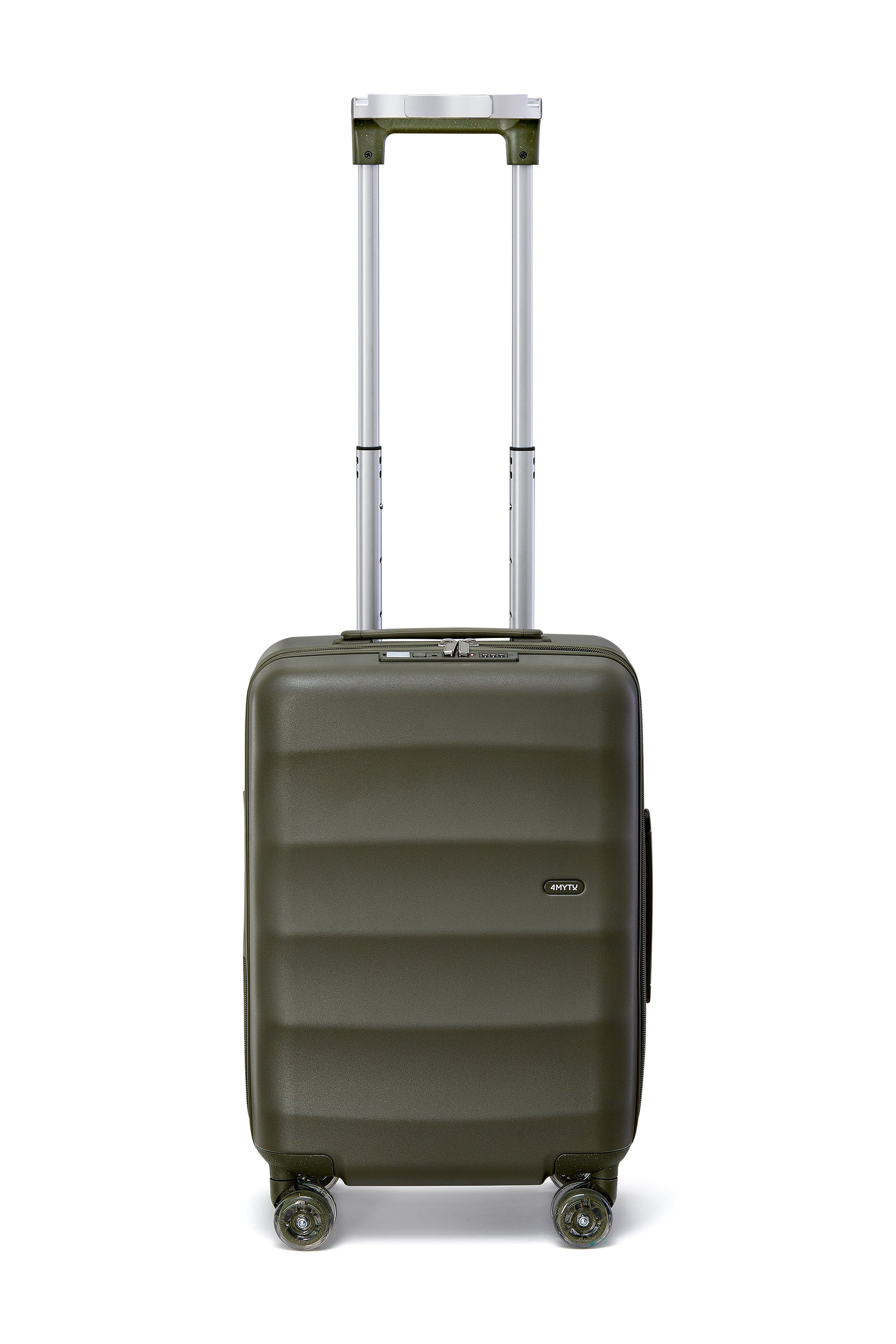 Aspen Green Bigger Tank Carry-On suitcase with durable construction and easy-rolling wheels.