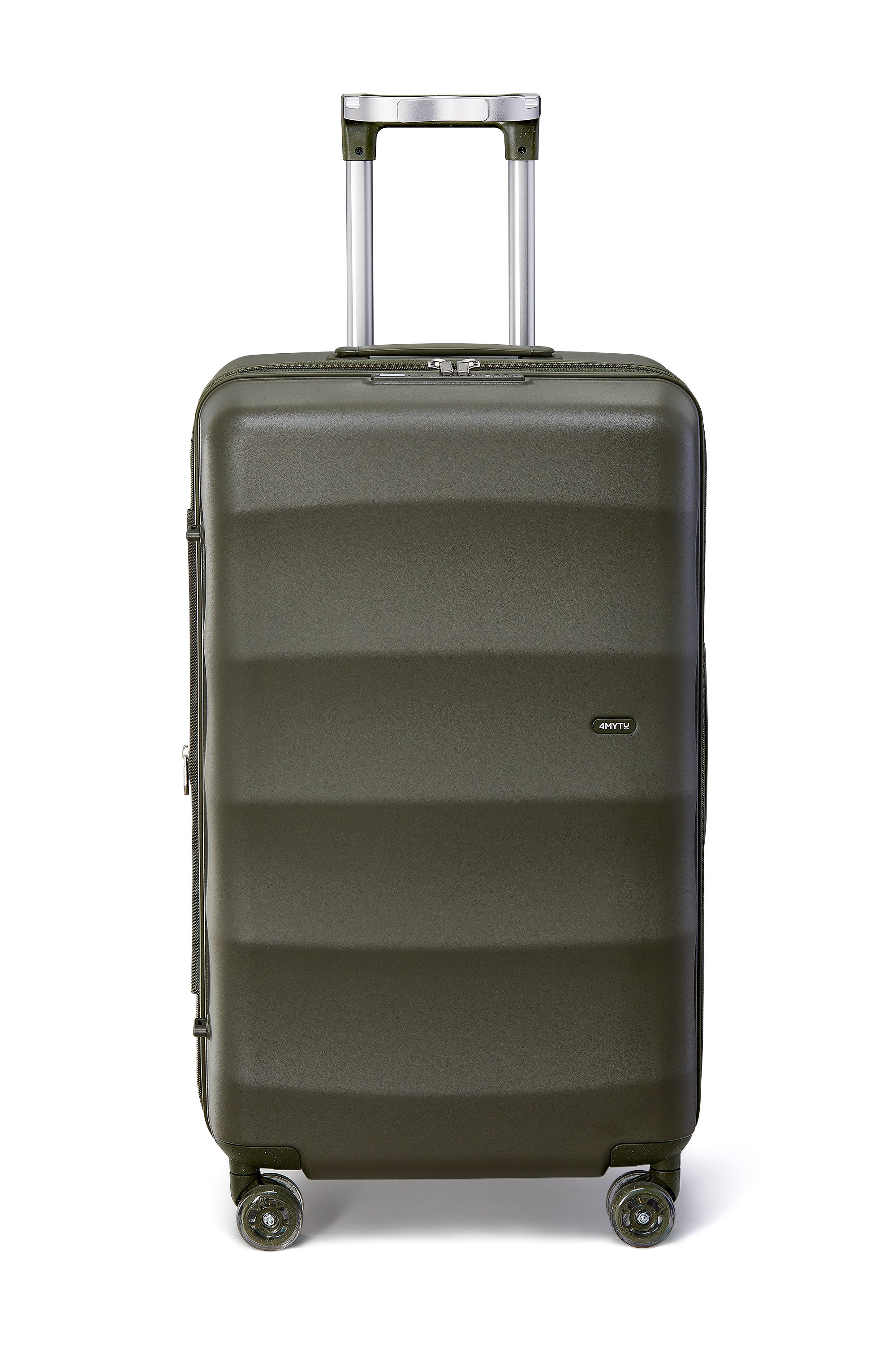 4MYTU bigger tank checked suitcase in Aspen Green with smooth-rolling wheels.