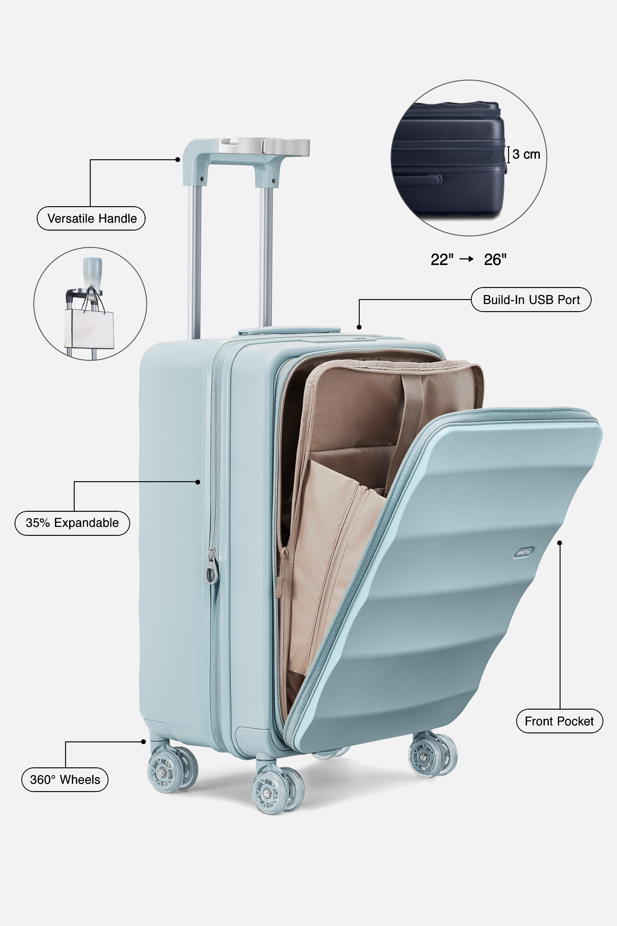 Bigger Tank Carry-On in Delicate Blue