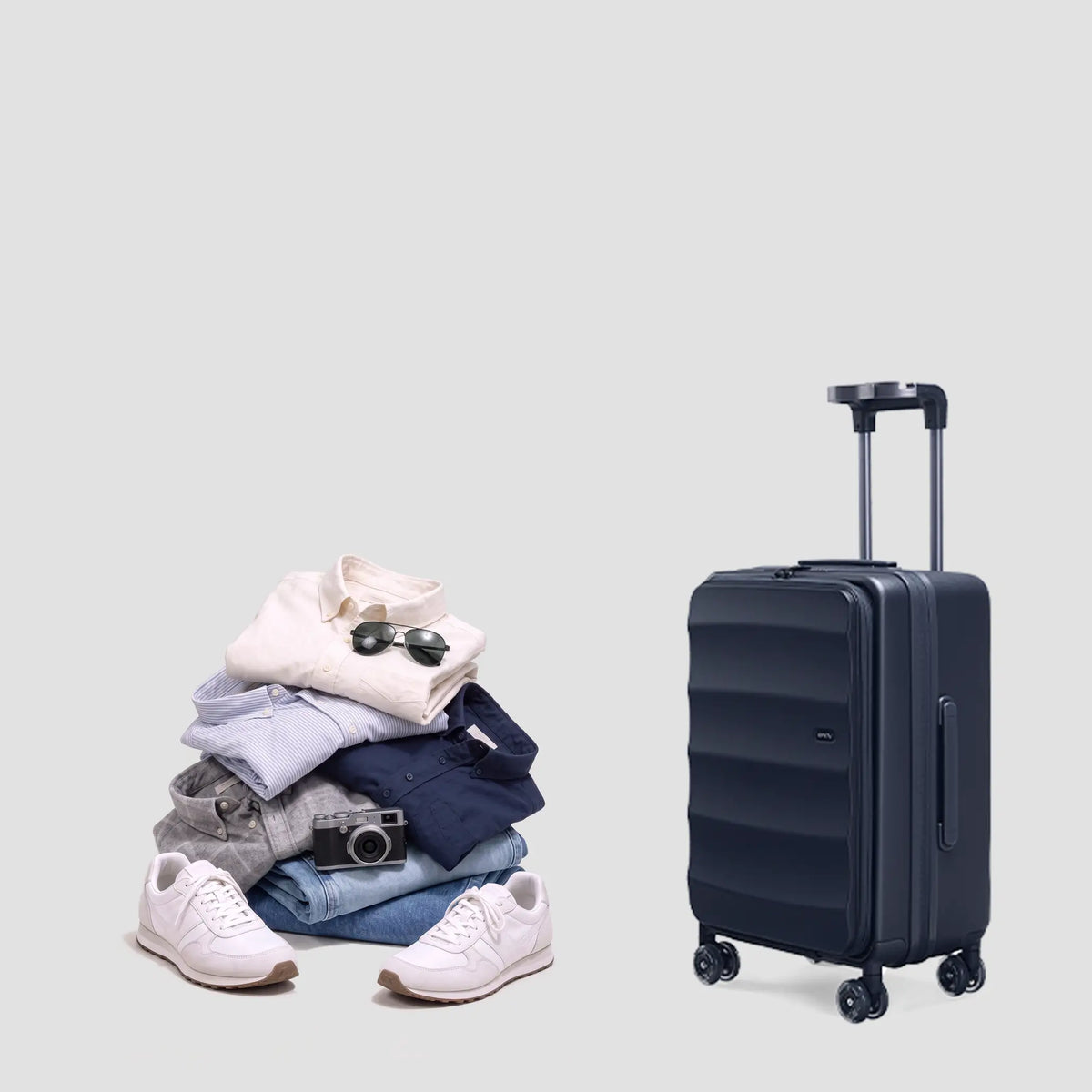 Tank Carry On in Navy with packed travel items